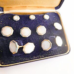 Krementz Platinum & 14k White Cufflinks and studs Complete set